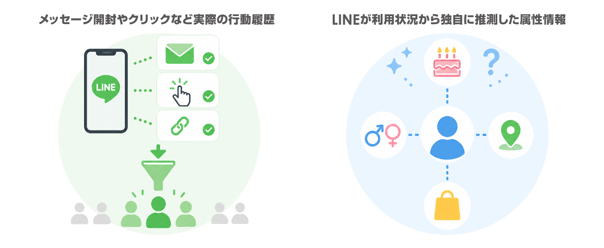 LINEオーディエンス機能で絞り込み配信を行いブロック率を下げるイメージ