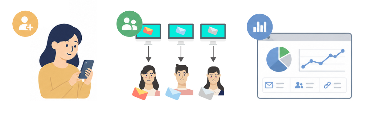 LINEのセグメント配信やA/Bテストを活用してクリエイティブを改善するイメージ