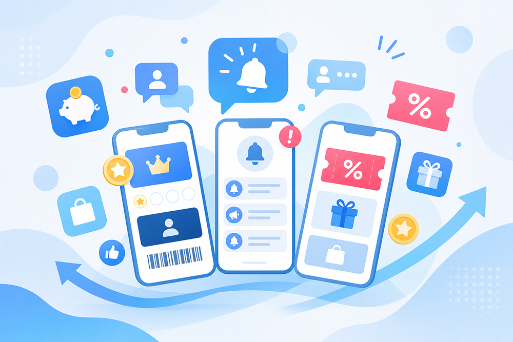 スマートフォンで会員アプリを利用するユーザーのイメージ